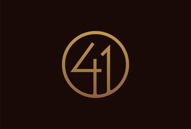 Logotipo de aniversário de 41 anos, círculo de linha dourada com número dentro, modelo de design de número dourado