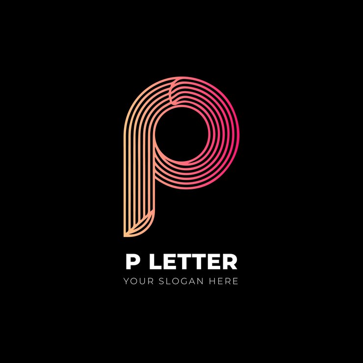 Vetor logotipo de arte de linha artística mínima de letra p