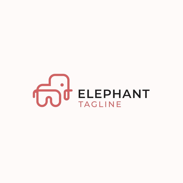 Logotipo de arte de linha de elefante