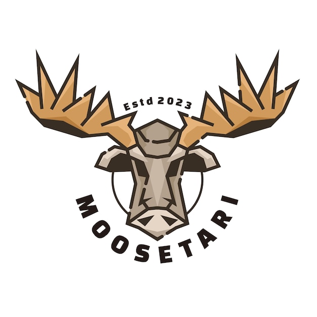 Vetor logotipo de arte linear de cabeça de moose