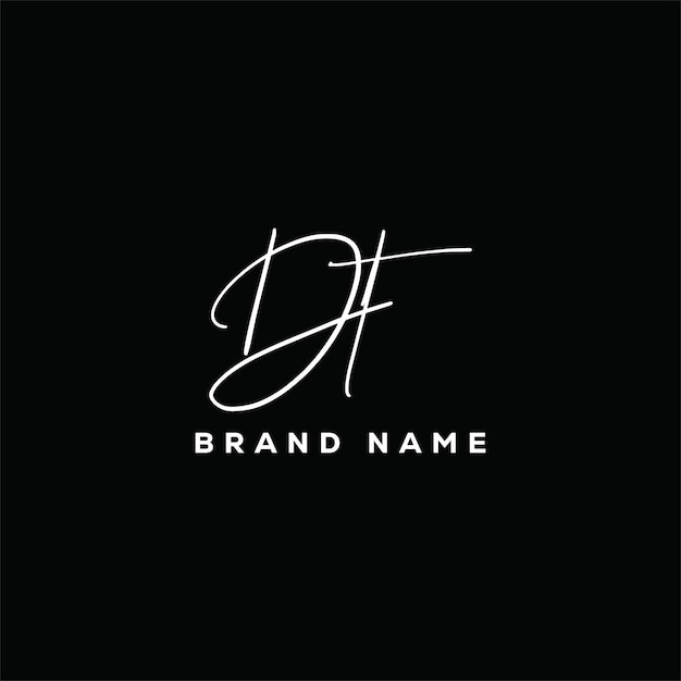 Vetor logotipo de assinatura de iniciais df logotipo de caligrafia manual modelos vetoriais df logotipo de letras de iniciais criativas