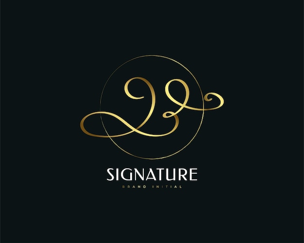 Logotipo de assinatura de letra b dourado de luxo logotipo letra b elegante e minimalista com estilo de caligrafia