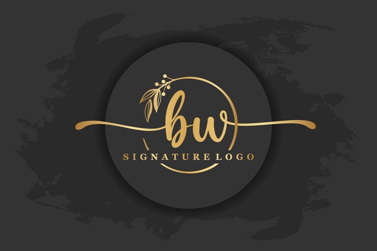 Vetor logotipo de assinatura dourada para carta inicialletter bw imagem de ilustração vetorial de caligrafia