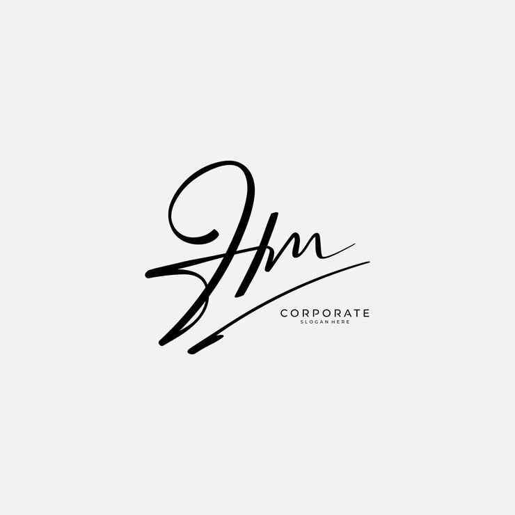 Vetor logotipo de assinatura inicial tm vetor de monograma manuscrito