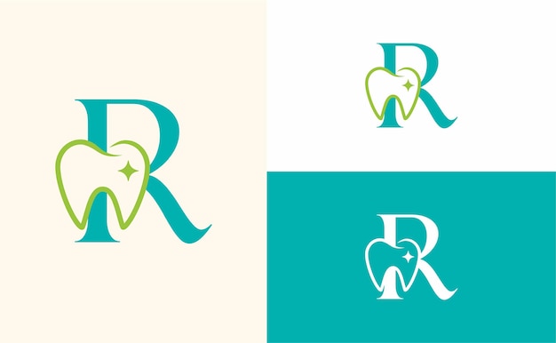 logotipo de atendimento odontológico médico de dente consultório odontológico letra R