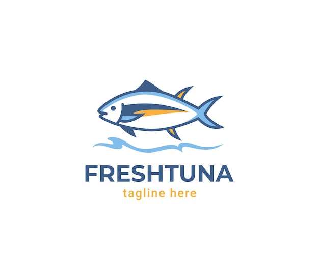 Logotipo de atum fresco com oceano