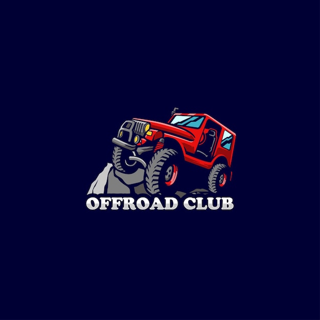 Logotipo de auto rock de roda terrestre de carros off-road