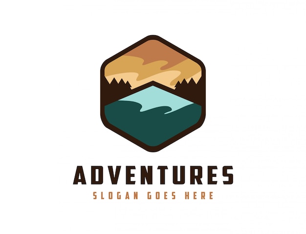 Logotipo de aventura de paisagem de montanha