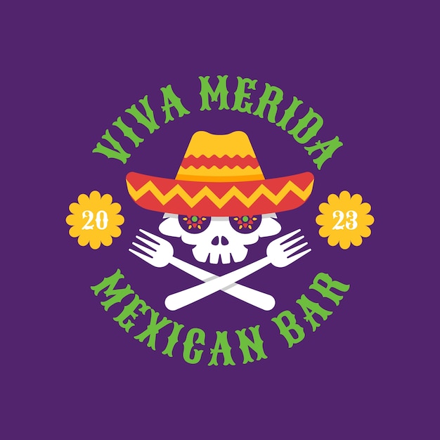 Vetor logotipo de bar mexicano desenhado a mão