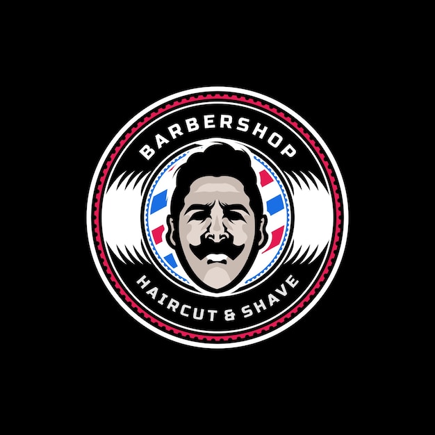 Vetor logotipo de barbearia retrô vintage