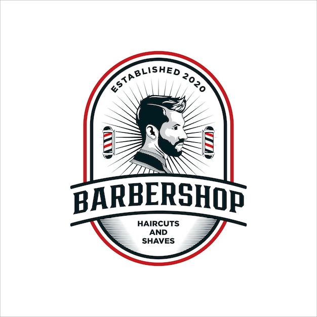 Vetor logotipo de barbearia vintage legal