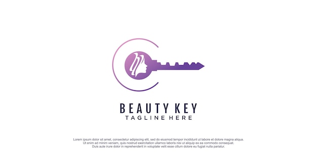 Logotipo de beleza com conceito-chave e vetor premium de design de elementos criativos