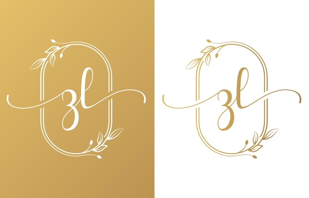 Logotipo de beleza com letras z e l com ornamento florescente