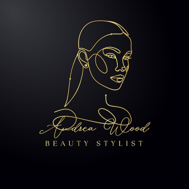 Logotipo de beleza de luxo de moda dourado e design de logotipo de cuidados com a pele minimalista e elegante