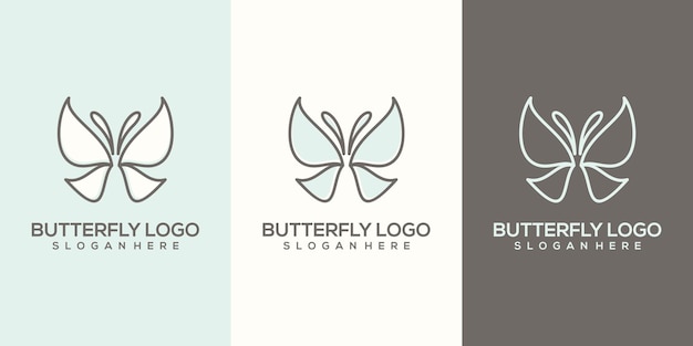 Logotipo de borboleta abstrato feminim pronto para usar