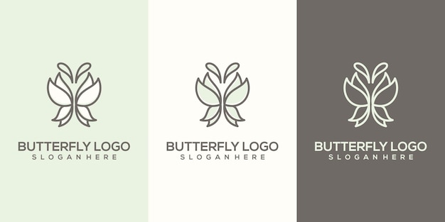 Logotipo de borboleta abstrato Feminim pronto para usar