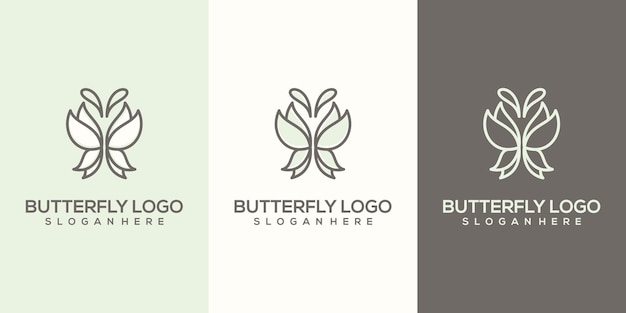 Logotipo de borboleta abstrato feminim pronto para usar