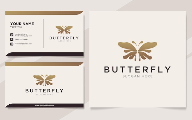 Logotipo de borboleta de luxo e modelo de cartão de visita