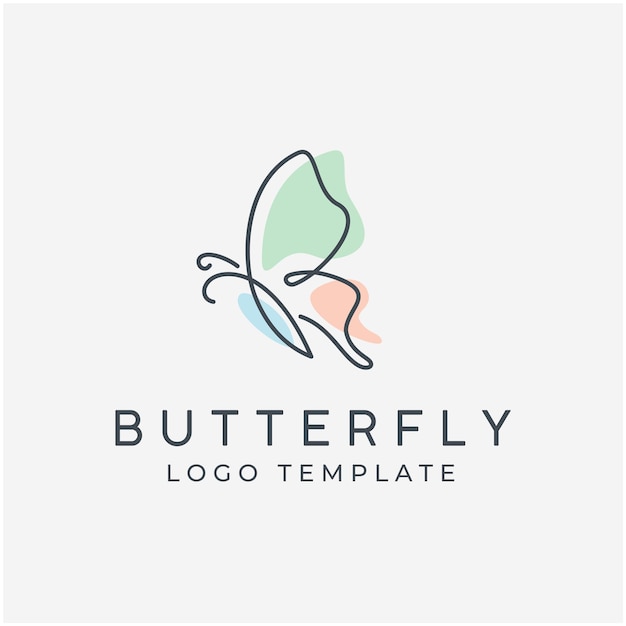 Logotipo de borboleta voadora de beleza com estilo monoline de arte de linha minimalista simples