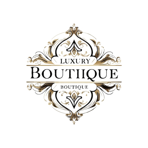 Logotipo de boutique de moldura ornamental clássica