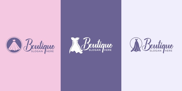 Vetor logotipo de boutique de roupas femininas bonitas criativas design de logotipo vetorial para designers de moda