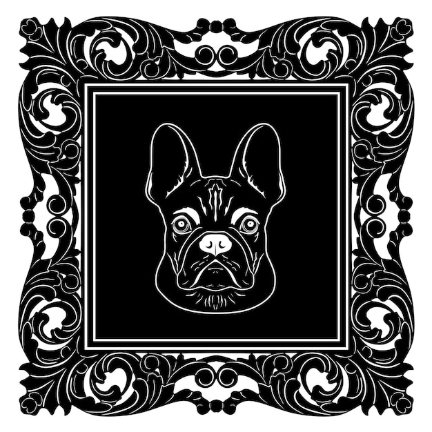 Vetor logotipo de cabeça de cachorro arte em preto e branco modelo de silhueta artesanal 23