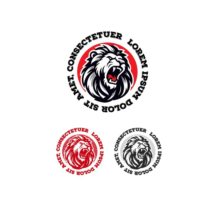 Vetor logotipo de cabeça de leão com fundo branco