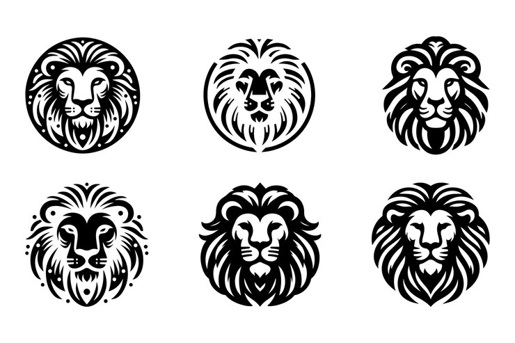 Vetor logotipo de cabeça de leão estilo de arte vetorial simples