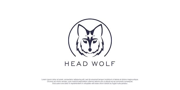 Logotipo de cabeça de lobo com ilustração vetorial de ícone de design de estilo criativo e único