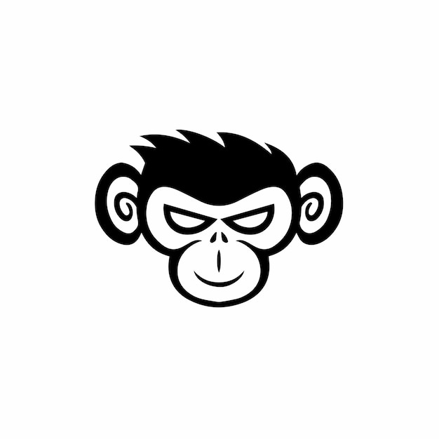 Vetor logotipo de cabeça de macaco em fundo branco. conceito de design de tatuagem de estêncil tribal. ilustração vetorial plana