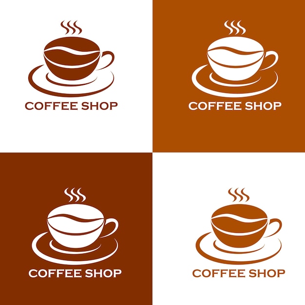 Logotipo de café elegante com dois tons de marrom por design vetorial