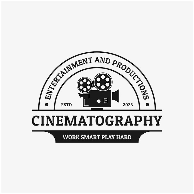 Vetor logotipo de câmera de vídeo vintage para emblema de etiqueta de crachá de produção de cinema de filme