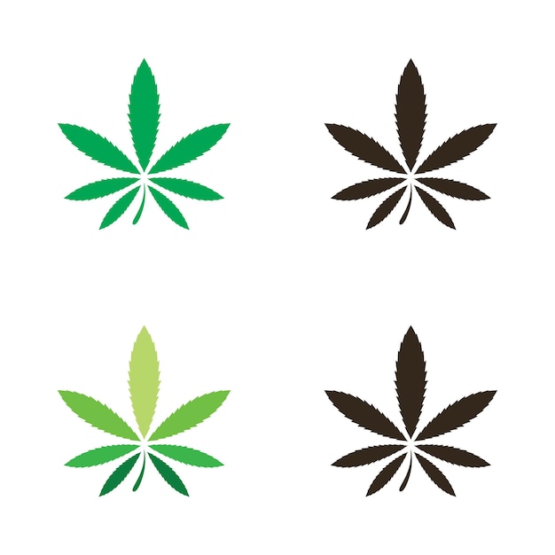 Logotipo de cannabis e design vetorial de ícone de folha de maconha