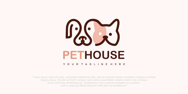 Logotipo de cão e gato Design Vector Template ícone de animal de estimação definir vetor de logotipo