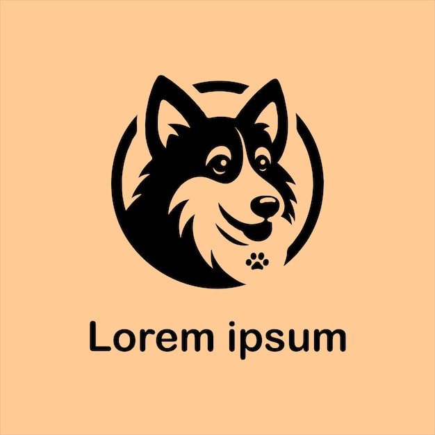 Logotipo de cão sorridente com impressão de pata dentro de um círculo