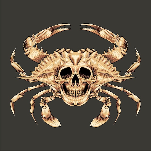 Vetor logotipo de caranguejo de cabeça de caveira premium