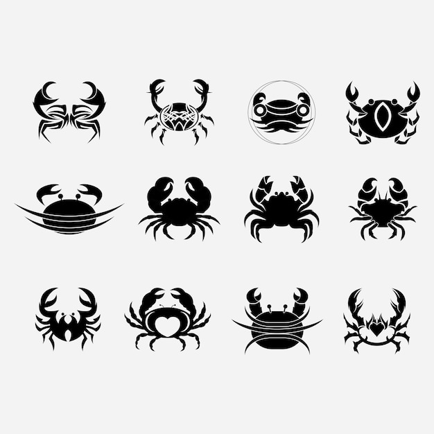 Logotipo de caranguejo e vetor de símbolo