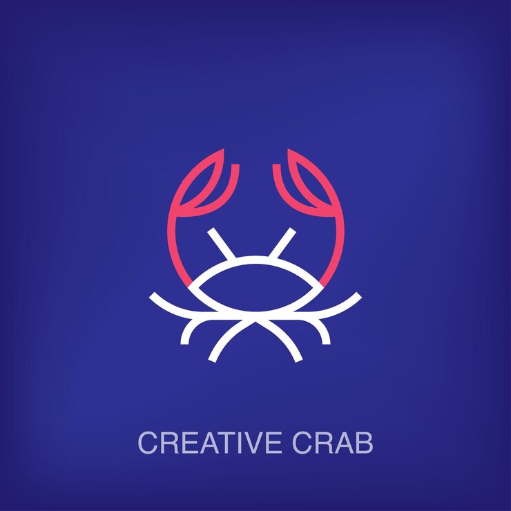 Vetor logotipo de caranguejo linear criativo criatura oceânica única e modelo de vetor de logotipo de empresa de negócios