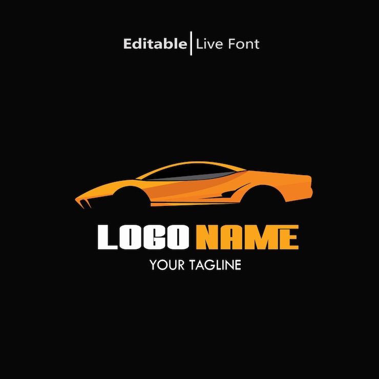 Vetor logotipo de carro de luxo um fundo preto com um carro laranja e a palavra elo nele