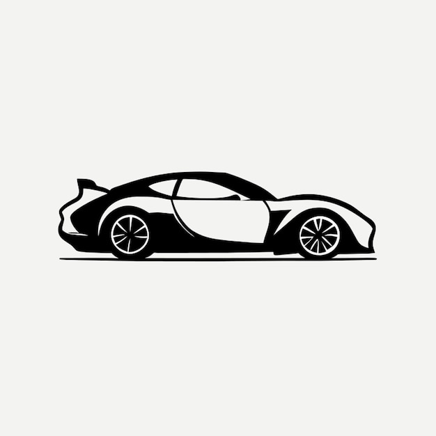 Logotipo de carro esportivo preto e branco desenho simples ilustração vetorial arte de linha