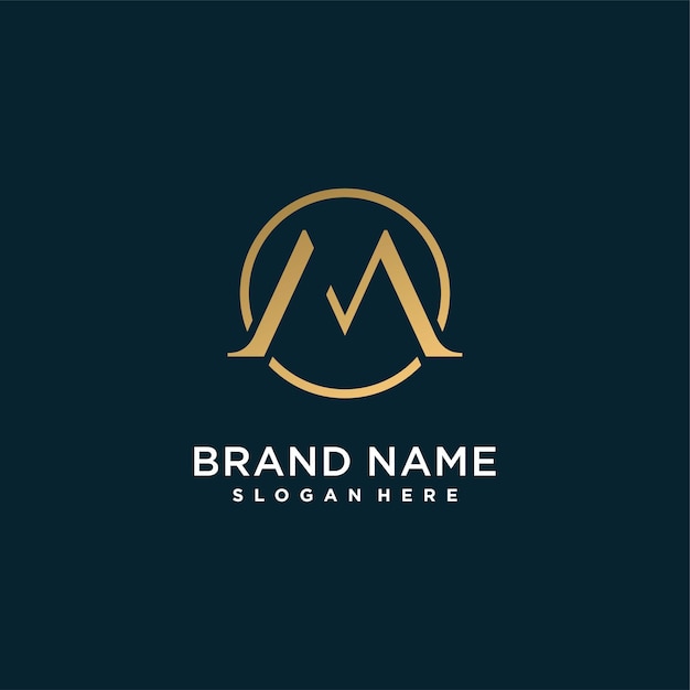 Logotipo de carta abstrata com inicial M moderno dourado exclusivo Premium Vector parte 7