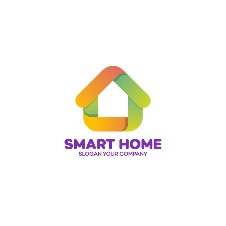 Vetor logotipo de casa inteligente de cor verde e laranja isolada em fundo branco usado para identidade corporativa, controle de casa, armazém e outras tecnologias domésticas modernas ilustração vetorial