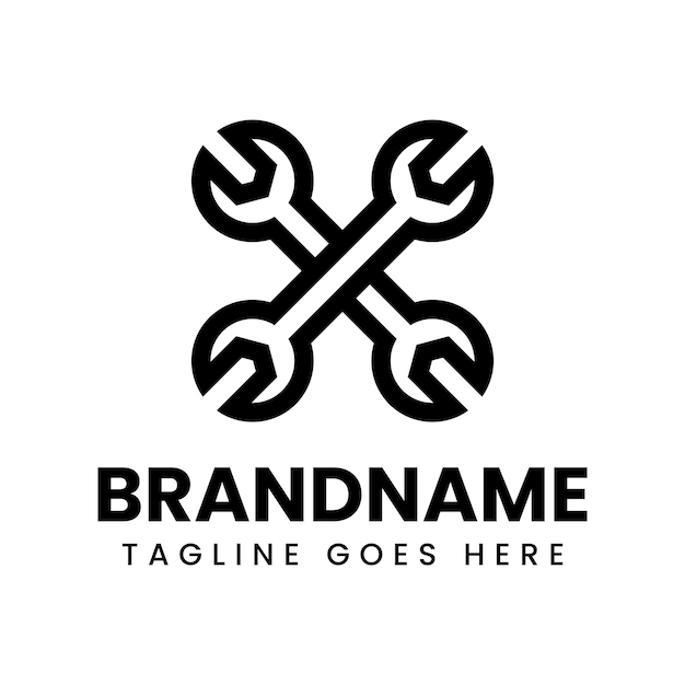 Logotipo de chave de letra X ideal para reparação de automóveis ou indústrias de engenharia
