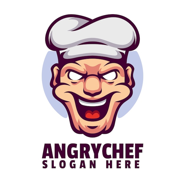 Logotipo de chef zangado com rosto de chef