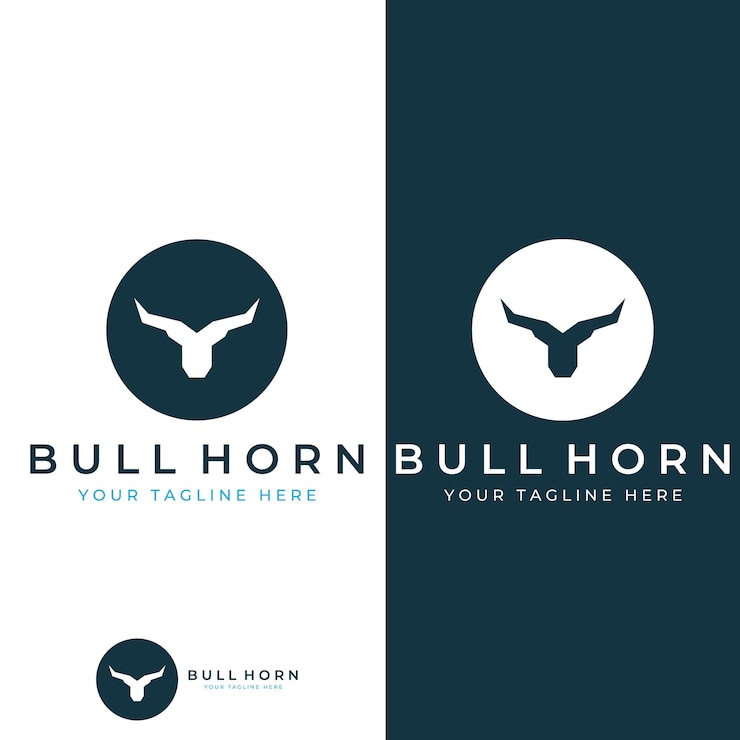 Vetor logotipo de chifre de cabeça de touro usando um conceito de design de modelo de ilustração vetorial