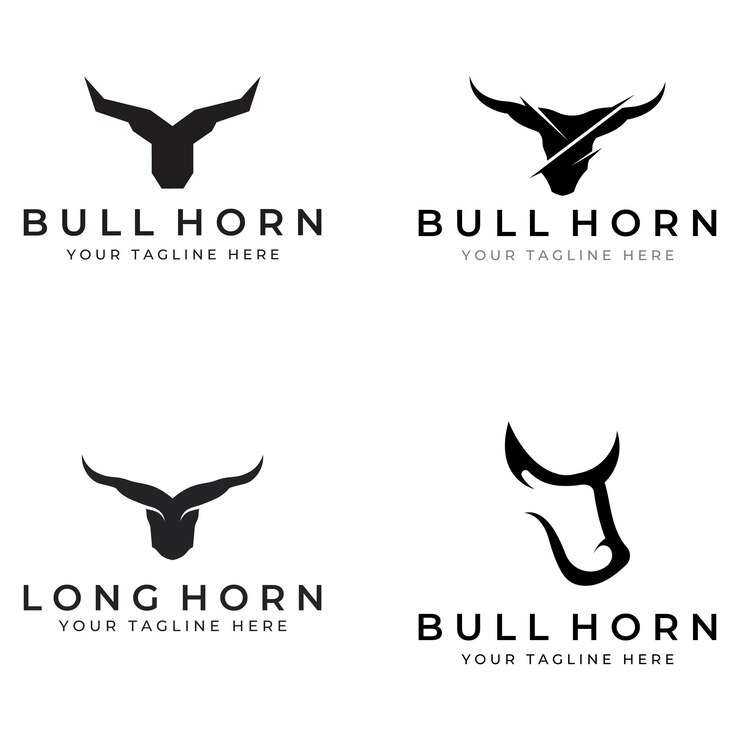Vetor logotipo de chifre de cabeça de touro usando um conceito de design de modelo de ilustração vetorial