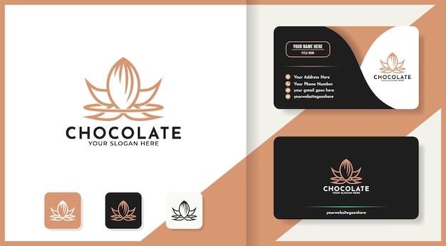 Logotipo de chocolate luxuoso e design de cartão de visita