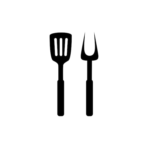 Logotipo de churrasco com logotipo de churrasco e conceito de fogo combinado com uma espátula