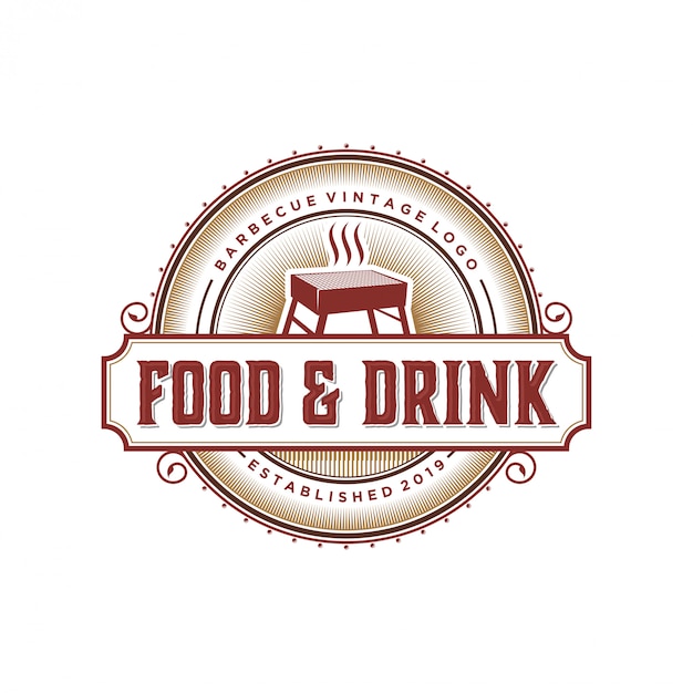 Vetor logotipo de churrasco vintage para restaurante