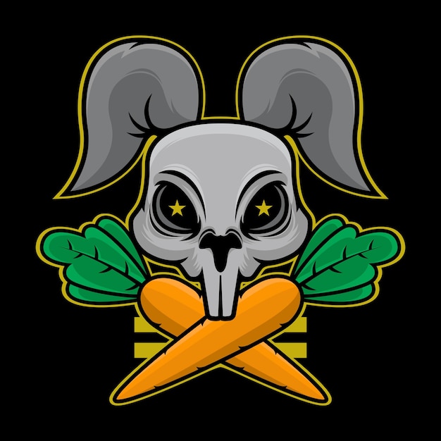 Vetor logotipo de coelho de cabeça de caveira